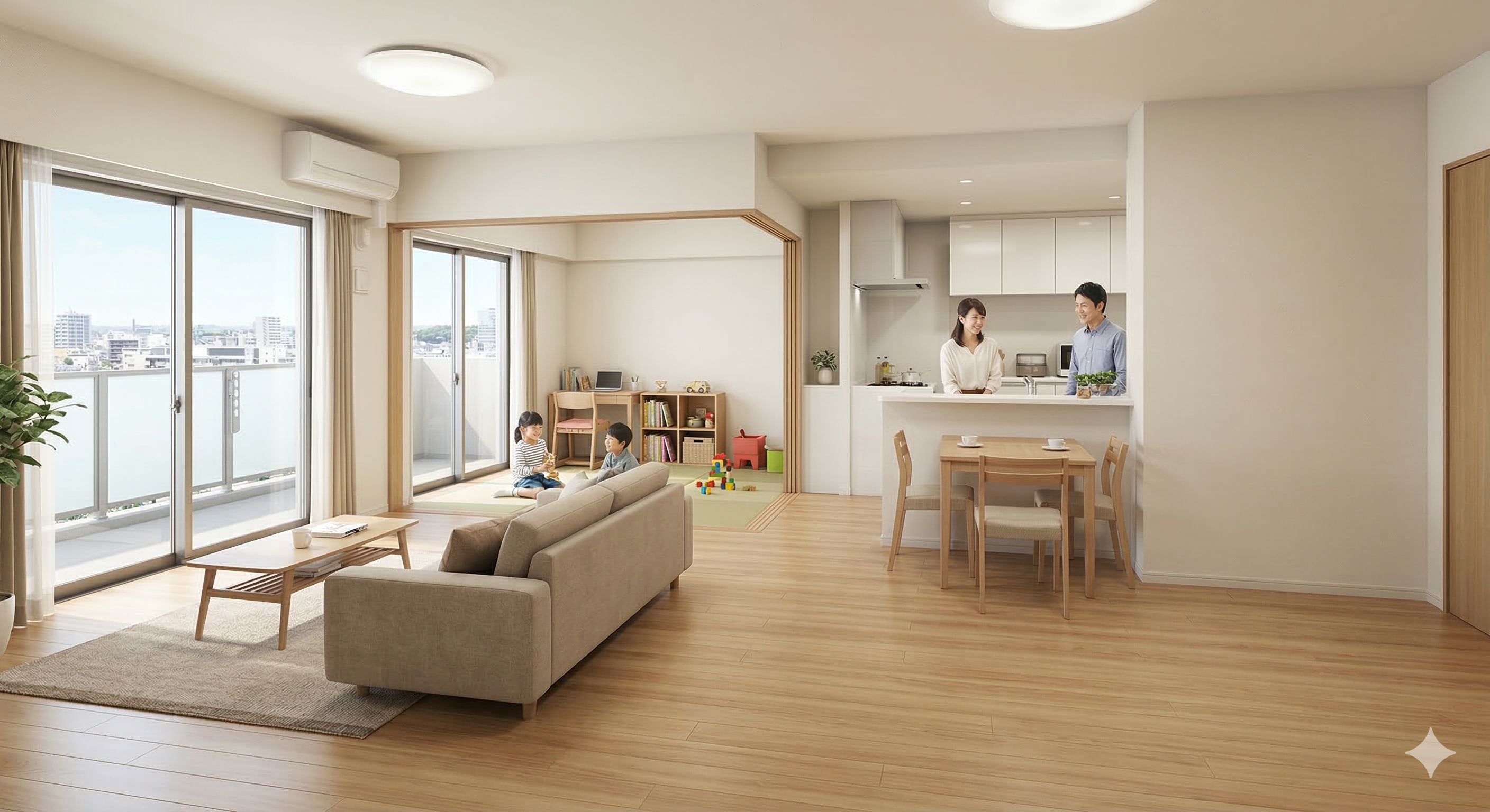 壁を取りLDKを広々と